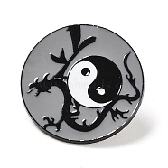 Black White Gray Yin-Yang Eight Trigrams Enamel Pins, Black Alloy Brooches for Backpack Clothes, Dragon, 30x1.5mm(JEWB-Z014-01B-EB)
