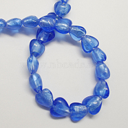 Handmade Silver Foil Glass Beads, Heart, Royal Blue, 12x12x8mm, Hole: 2mm(FOIL-R050-12x8mm-12)