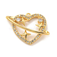 Brass Micro Pave Cubic Clear Zirconia Pendants, Real 18K Gold Plated, Heart, Heart, 16x20x3.5mm, Hole: 1mm(KK-U006-04G)