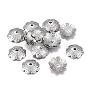 201 Stainless Steel Bead Caps, Flower, 8-petal, Stainless Steel Color, 10.5~11x3mm, Hole: 1.4mm(STAS-F255-048P)