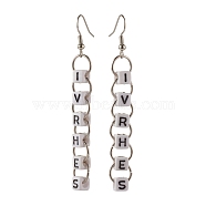 Word Ivrhes Long Brass Dangle Earrings for Women, White, 74mm, Pin: 0.4mm(EJEW-JE04753)