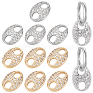 12Pcs 2 Colors Brass Micro Pave Clear Cubic Zirconia Connector Charms, Oval Link, Nickel Free, Real Gold Plated & Real Platinum Plated, 7x10x2.5mm, Hole: 3x2mm, 6pcs/color(KK-BC0010-28)