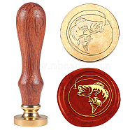 Wax Seal Stamp Set, Sealing Wax Stamp Solid Brass Heads with Wood Handles, for Envelopes Invitations, Gift Card, Fish, 83x22mm, Stamps: 25x14.5mm(AJEW-WH0208-1501)