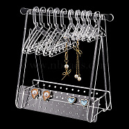 Elite 1 Set Acrylic Earring Display Stands, Clothes Hanger Shaped Earring Organizer Holder with 10Pcs 2 Styes Hangers, Clear, 15.3x8.3x15cm(EDIS-PH0001-61)