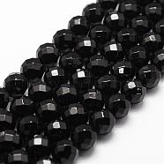 Natural Black Onyx Beads Strands, Grade A, Faceted, Round, 8mm, Hole: 1mm, about 44pcs/strand, 14.9 inch~15.1 inch(G-D840-23-8mm)