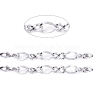 304 Stainless Steel Figaro Chains, Figure 8 Chain, with Spool, Unwelded, Stainless Steel Color, 6x3.5x1mm, 5.5x3.5x1mm, about 32.8 Feet(10m)/roll(CHS-I001-09P-01)