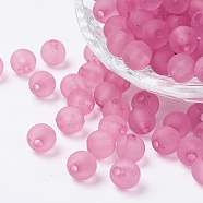Transparent Acrylic Beads, Round, Frosted, Pearl Pink, 4mm, Hole: 1mm, about 1400pcs/50g(X-PL704-C28)
