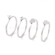 Heart 304 Stainless Steel Finger Ring Set for Women, with Cubic Zirconia, Stainless Steel Color, 20mm, US Size 6~9(16.5~18.9mm)(RJEW-C086-30-P)