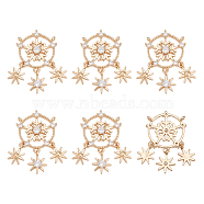 Brass Micro Pave Clear Cubic Zirconia Pendants, Snowflake with Star, Golden, 27mm, about 6pcs/box(KK-BC0010-45)
