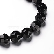 Faceted(32 Facets) Round Glass Bead Strands, Black, 10mm, Hole: 1mm, about 33pcs/strand, 12.4 inch(GLAA-M031-02-10mm)