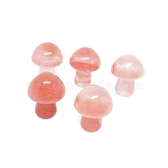 Watermelon Stone Glass Mushroom Figurines, for Home Office Desktop Feng Shui Ornament, 20mm(PW-WG12900-01)