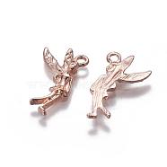 Fairy Alloy Pendants, Rose Gold, 24x13.5x2mm, Hole: 2mm(PALLOY-I111-18RG-AAA)