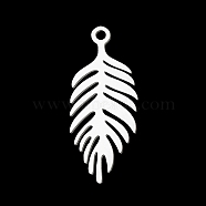 201 Stainless Steel Pendants, Laser Cut, Leaf, Stainless Steel Color, 25x10x1mm, Hole: 1.6mm(STAS-S105-LA372-1)