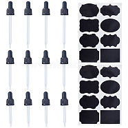 Glass Teardrop Set Transfer Graduated Pipettes, with Chalkboard Sticker Labels, Black, 14pcs/set(TOOL-PH0001-06)