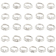 26Pcs 26 Style Initial Letter A~Z Clear Cubic Zirconia Adjustable Rings Set, Brass Alphabet Rings for Women, Lead Free & Cadmium Free, Platinum, US Size 5 3/4(16.3mm), 1Pc/style(RJEW-Q781-17P)