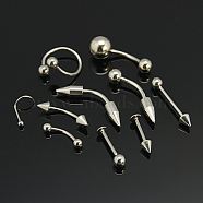 Stainless Steel Nose Studs Nose Piercing Jewelry, Mixed Style, Platinum, 11~31x3~8mm, Pin: 1~1.5mm, 42sets/board(AJEW-D005-1)