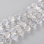 Natural Quartz Crystal Beads Strand, with Seed Beads, Six Sided Celestial Dice, 11.5~12x11.5~12x11.5~12mm, Hole: 0.5mm, about 15pcs/strand, 7.87''(20cm)(G-M367-43D)