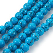 Synthetic Turquoise Beads Strands, Round, 6mm, Hole: 0.5mm, about 60pcs/strand, 15.3 inch(39cm)(G-E511-02-6mm)