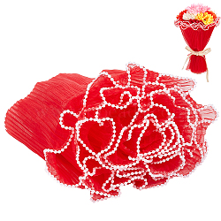 4M Polyester Pleated Lace Trim, Ruffled Lace Ribbon with Plastic Pearl Bead Edge for Garment Accessories, FireBrick, 11 inch(280mm), about 4.37 Yards(4m)/Bag(OCOR-WH0088-24D)