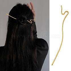 Brass Hair Sticks, Twist, S Shape, Updo Hair Pins Clips, Golden, 145x3x1.5mm, Hole: 1.6mm(OHAR-C004-03G)
