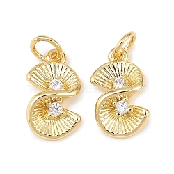 Brass Micro Pave Cubic Zirconia Charms, Lead Free & Cadmium Free, Long-Lasting Plated, Rack Plating, Golden, 14x8x4mm, Jump Ring: 5x1mm, Inner Diameter: 3mm(KK-Z146-28G)