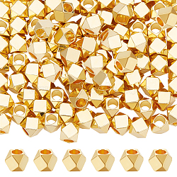 Brass Beads, Hexagon, Real 18K Gold Plated, 3x3x3mm, Hole: 1.6mm, 100pcs/box(KK-BBC0012-06A)