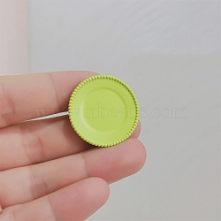 Spray Printed Alloy Plates Miniature Ornaments, for Garden Dollhouse Accessories, Pretending Prop Decorations, Green Yellow, 28x3mm(PW-WG8112A-03)