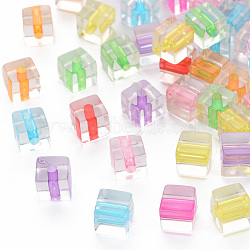 Transparent Acrylic Beads, Cube, Mixed Color, 7x7x7mm, Hole: 2mm, about 1310pcs/500g(TACR-S117-12)
