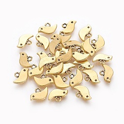 Tibetan Style Alloy Charms, Cadmium Free & Lead Free, Bird, Antique Golden, 7x11x1mm, Hole: 1mm(TIBEP-A18898-AG-LF)