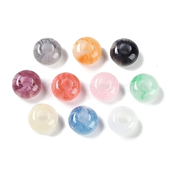 Two Tone Resin European Beads, Large Hole Beads, Rondelle, Mixed Color, 13.5x8mm, Hole: 5mm(RESI-F055-09)