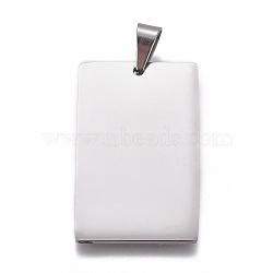 Non-Tarnish 304 Stainless Steel Pendants, Rectangle, Stamping Blank Tag, Stainless Steel Color, 40x25x2mm, Hole: 5x7.5mm(STAS-F223-48P)