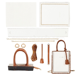 DIY Rectangle PU Leather Knitting Crochet Bags, with PU Leather Bag Bottom & Cover, Chain Shoulder Strap and Wax Cords, White, 54x8.2x0.2cm, Hole: 3mm(DIY-WH0196-48B)