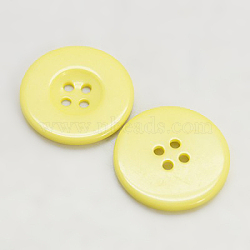 Resin Buttons, Dyed, Flat Round, Yellow, 20x3mm(RESI-D033-20mm-07)