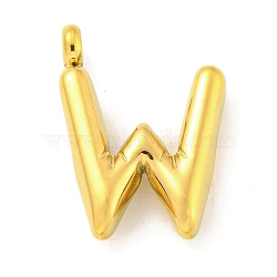 Ion Plating(IP) 304 Stainless Steel Pendants, Letter Charm, Golden, Letter W, 24x12.5x5.5mm, Hole: 3mm(STAS-C102-16G-W)