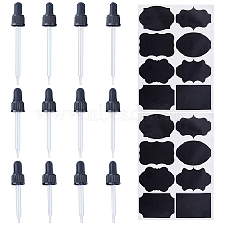 Glass Teardrop Set Transfer Graduated Pipettes, with Chalkboard Sticker Labels, Black, 14pcs/set(TOOL-PH0001-06)