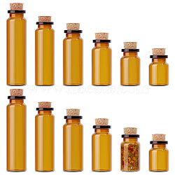 30 Sets 6 Styles Glass Bead Containers, with Cork Stopper, Wishing Bottle, Peru, 2.15~2.2x3.8~5cm, 5 sets/style(AJEW-GA0006-61A)