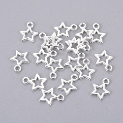 Tibetan Style Alloy Pendants, Lead Free and Cadmium Free, Star, Silver Color Plated, about 10mm wide, 12mm long, hole: 2mm(X-LF0037Y-S)