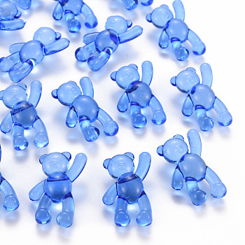Transparent Acrylic Beads, Bear, Blue, 37x28x13mm, Hole: 2.5mm, about 133pcs/500g