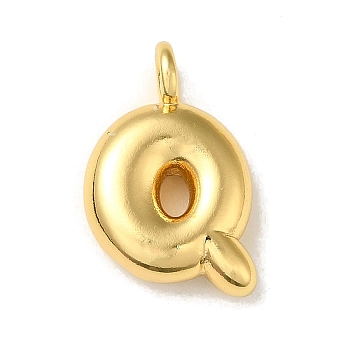 Brass Pendants, Real 18K Gold Plated, Letter Q, 20x12x5.5mm, Hole: 3.3mm