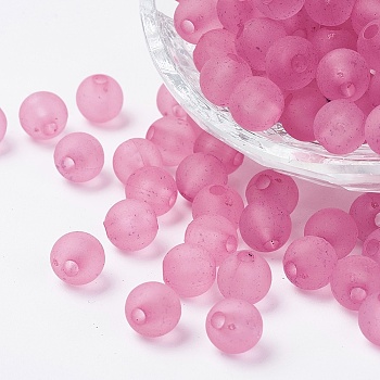 Transparent Acrylic Beads, Round, Frosted, Pearl Pink, 4mm, Hole: 1mm, about 1400pcs/50g