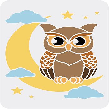 Large Plastic Reusable Drawing Painting Stencils Templates, for Painting on Scrapbook Fabric Tiles Floor Furniture Wood, Rectangle, Owl Pattern, 297x210mm