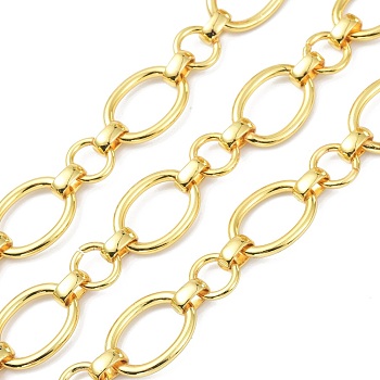 Alloy Figaro Chain, with Spool, Long-Lasting Plated, Unwelded, Golden, 8.5~21x3.5~15x2~6mm, about 10.93 yards(10m)/roll