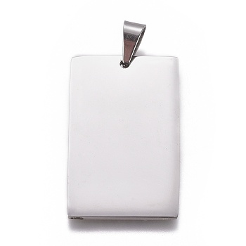 304 Stainless Steel Pendants, Rectangle, Stamping Blank Tag, Stainless Steel Color, 40x25x2mm, Hole: 5x7.5mm