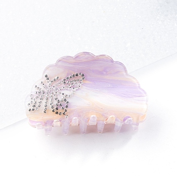 Cloud Acrylic Claw Hair Clips, with Butterfly Shape Rhinestones, Hair Accessories for Women & Girls, Plum, 45x82x42mm