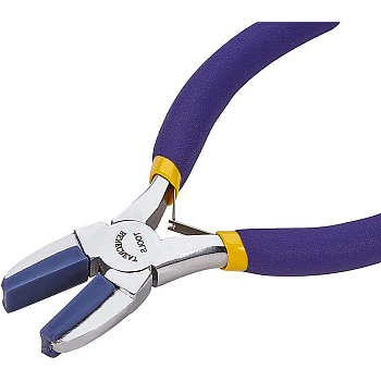 Steel Jewelry Pliers, Flat Nose Pliers, Nylon Jaw Pliers(Nylon Jaw Can be Replaced), Stainless Steel Color, 13.8x5.8x1.3cm