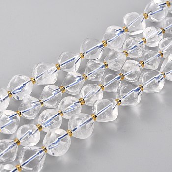 Natural Quartz Crystal Beads Strand, with Seed Beads, Six Sided Celestial Dice, 11.5~12x11.5~12x11.5~12mm, Hole: 0.5mm, about 15pcs/strand, 7.87''(20cm)
