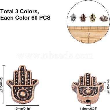 сплав тибетского сплава hamsa рука / рука fatima / рука мириам бисер(TIBEB-FH0001-09-RS)-2