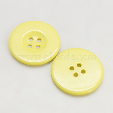 20mm Yellow Flat Round Resin 4-Hole Button