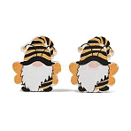 Printed Schima Wood Beads, Bees Shape Gnome, Spray Paint, Orange, 20x17.5x6mm, Hole: 2mm(WD-CBA91F0-03)
