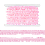 10M 10% Spandex 90% Polyamide Layered Pleated Lace Ribbon, Wave Edge Lace Trim, Clothes Accessories, Pink, 7/8 inch(21mm), 10m/set(OCOR-GA0002-42B)